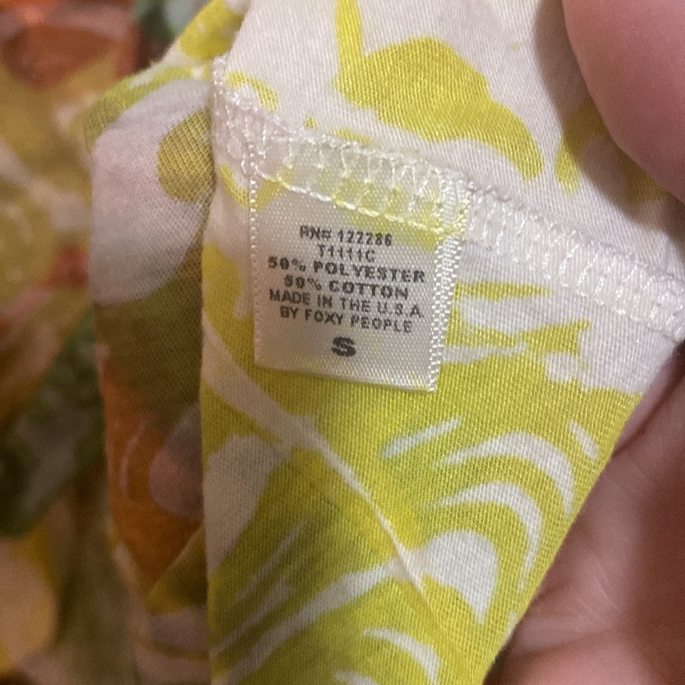 EUC anthropology Butterfly dropout orange, yellow, blue blouse, top S - Picture 7 of 7
